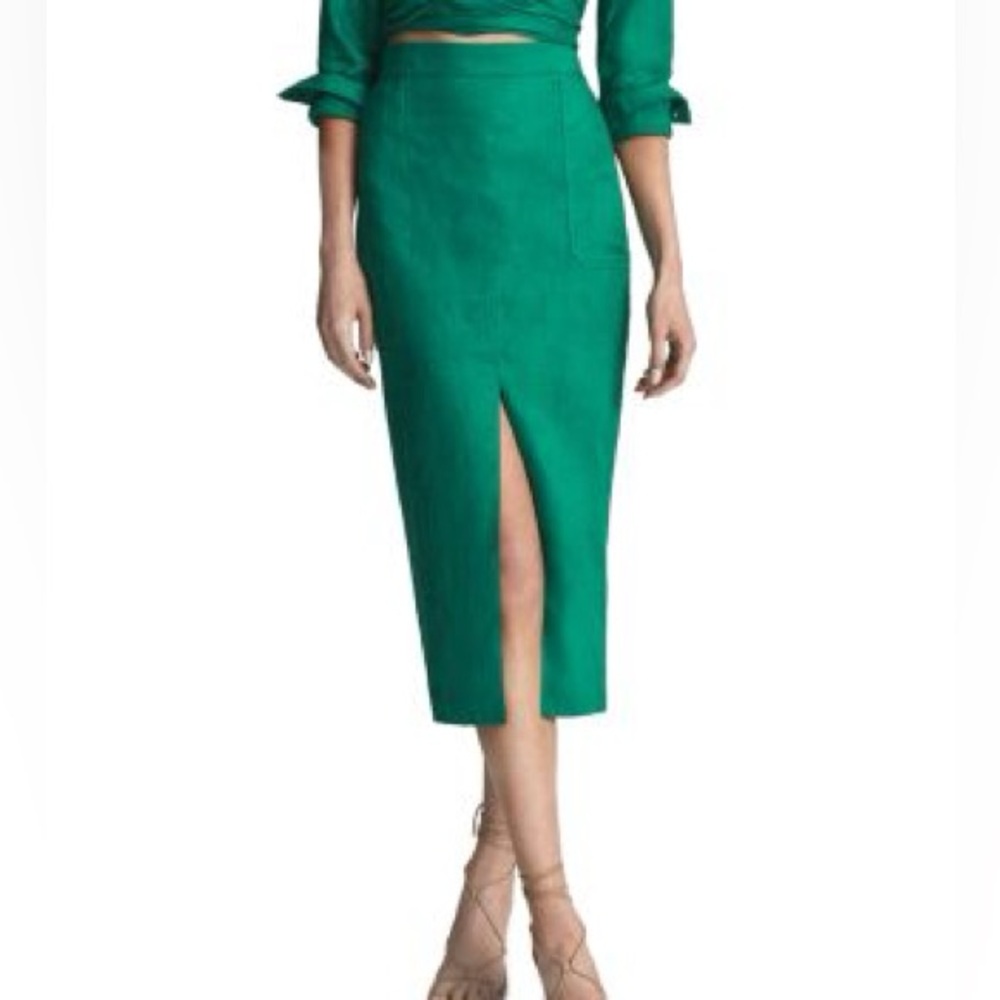 REISS JACKSON PENCIL SKIRT LINEN SLIT 12 cc